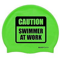 [해외]BUDDYSWIM 수영 모자 Caution Swimmer At Work Silicone 6136860757 Green