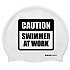 [해외]BUDDYSWIM 수영 모자 Caution Swimmer At Work Silicone 6136860760 White