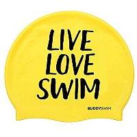 [해외]BUDDYSWIM 수영 모자 Live Love Swim Silicone 6136860761 Yellow