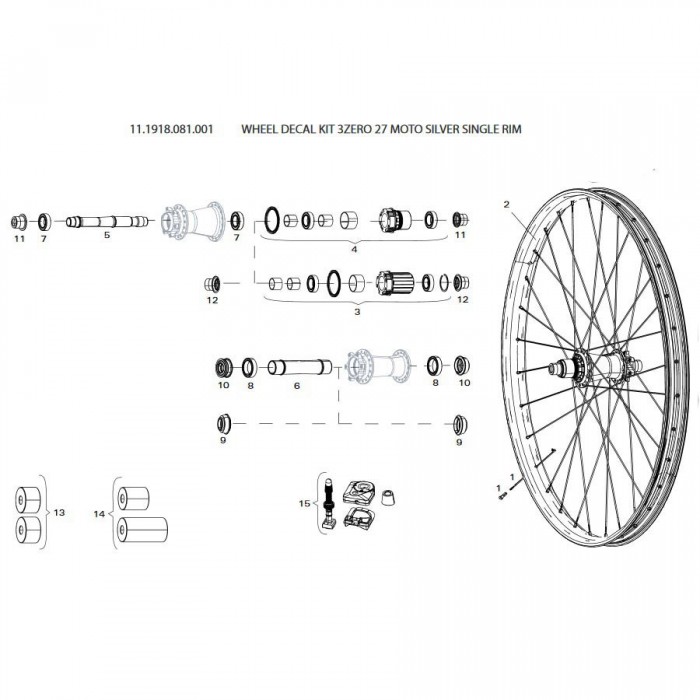 [해외]스램 상표 Wheel Decal Kit 3Zero 27 Moto Silver Single Rim 1137670598 Silver