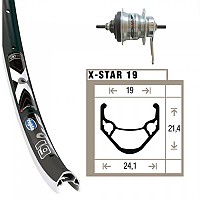[해외]WINORA 로드 리어 휠 Rigida X-Star 19 스키d Shimano 7s 1137491920 Black / Silver