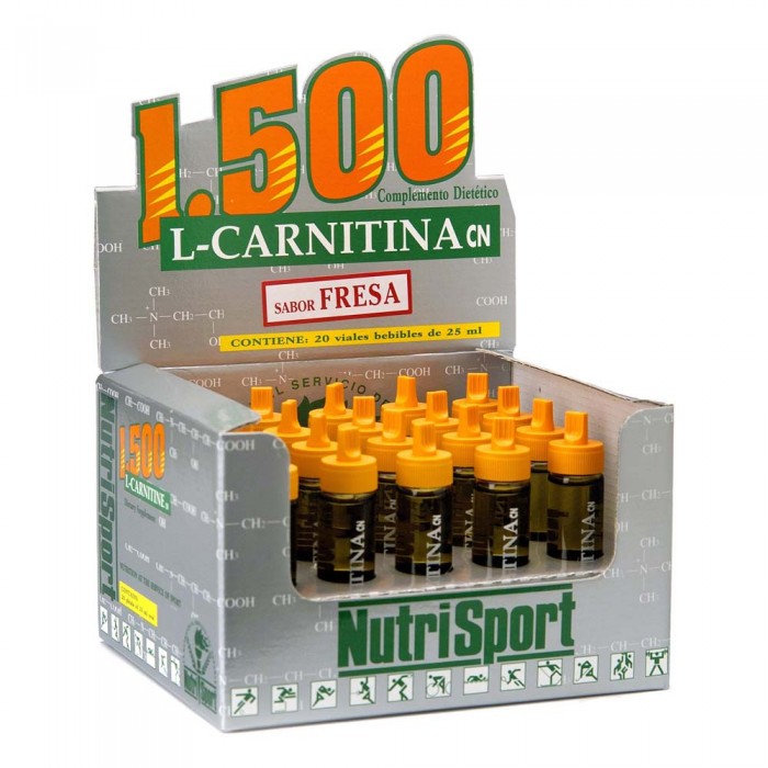 [해외]NUTRISPORT 카르니틴 L 1500 20 단위 딸기 바이알 상자 6136446103 Grey