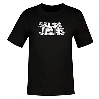 [해외]SALSA JEANS Flocked-로고 Detail 반팔 티셔츠 139577084 Black