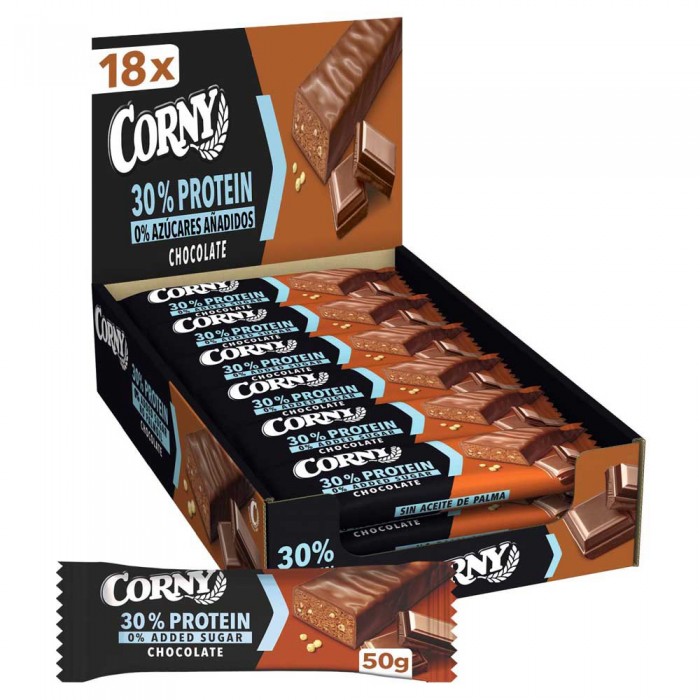 [해외]CORNY 맛있는 초콜릿이 들어있는 바 상자 프로tein 30% 프로tein 그리고 설탕을 첨가하지 않았습니다 50g 18 단위 14140218945 Multicolor