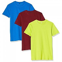 [해외]BUILD YOUR BRAND 반팔 크루넥 티셔츠 BY004A 3 단위 140308195 Fluo Yellow / Brugundy / Cyan Blue