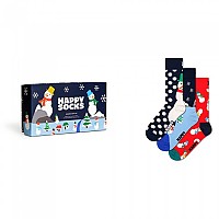 [해외]HAPPY SOCKS Snowmans Gift Set Half 긴 양말 3 켤레 140521320 Navy