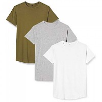 [해외]BUILD YOUR BRAND 반소매 티셔츠 BY028A 3 단위 140308228 White / Olive / Heather Grey