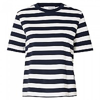[해외]SELECTED Essential Striped Boxy 반팔 티셔츠 139971175 Dark Sapphire / Stripes Bright White