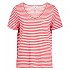 [해외]오브젝트 Tessi Slub 반팔 V넥 티셔츠 140235054 Paradise Pink / Stripes White Stripes