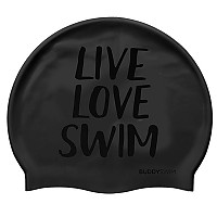 [해외]BUDDYSWIM 수영 모자 Live Love Swim Silicone 6136860763 Black