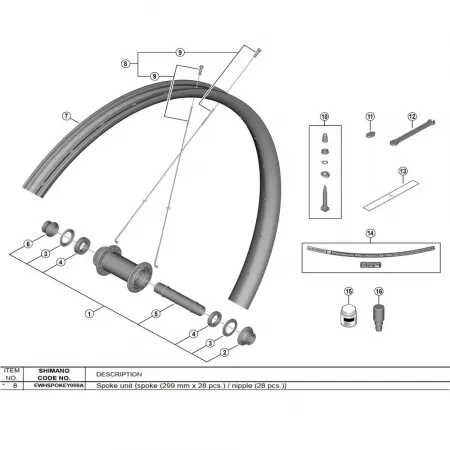 시마노 299 mm WH-M9220-TL-F15-B-29 EWHSPOKEY000A 스포크와 니플 키트 28 단위 3142845345