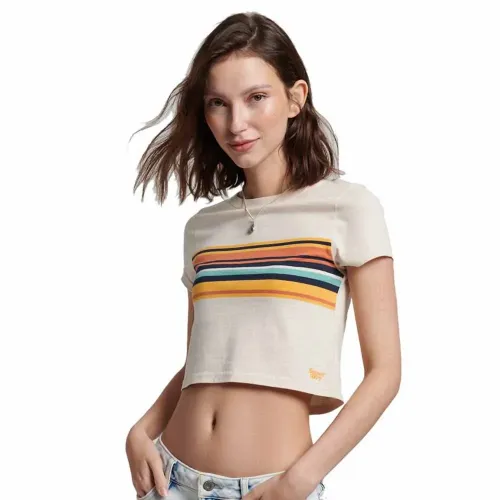 슈퍼드라이 빈티지 Stripe Crop 반팔 셔츠 139498545