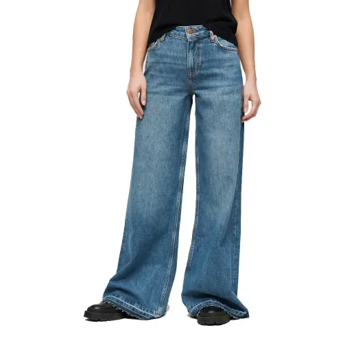 슈퍼드라이 Raw Hem Wide Flare 하이웨이스트 청바지 140509530