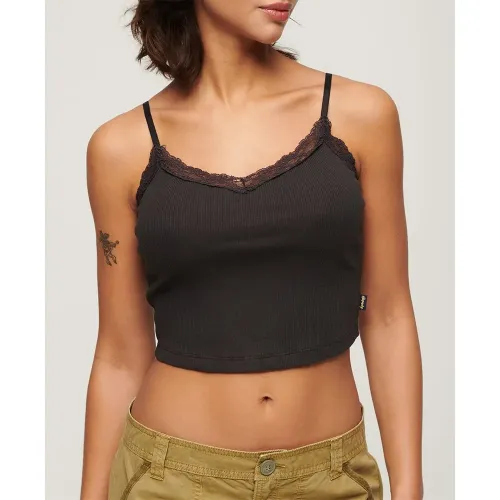 슈퍼드라이 에센셜 Lace Trim 나시 상의 140560671