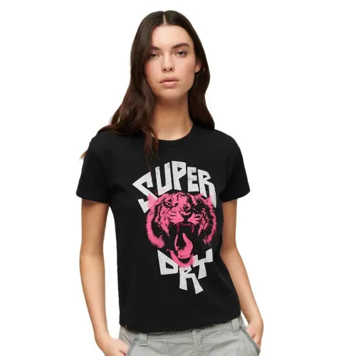 슈퍼드라이 Indigo Workwear Cap Lo-Fi Rock 그래픽 Fitted 반팔 티셔츠 140560677