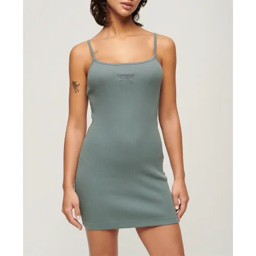 슈퍼드라이 Embroidered Rib Strappy 나시 짧은 원피스 140588023