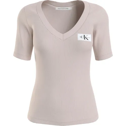 캘빈클라인 Woven Label Rib 반팔 티셔츠 140615350