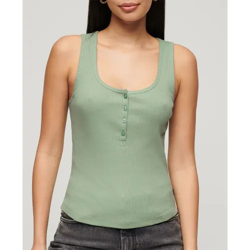 슈퍼드라이 에센셜 Button Down 나시 티셔츠 140775263