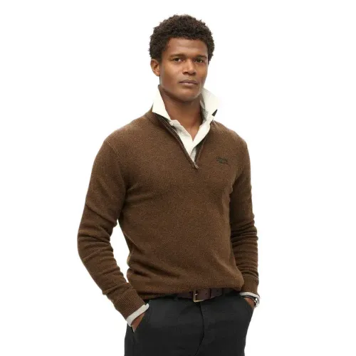 슈퍼드라이 에센셜 엠브로이더드 하프 지퍼 스웨터 141198000