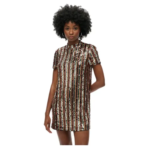 슈퍼드라이 Sequin 반팔 짧은 원피스 141198229