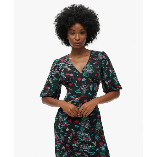 슈퍼드라이 Short Sleeve Sheer 반팔 롱 원피스 141198241