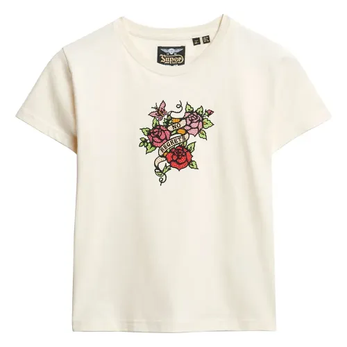 슈퍼드라이 스몰 Tattoo Rhinest 핏td 반팔 티셔츠 141198250