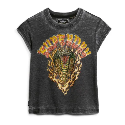 슈퍼드라이 Biker Rock 그래픽 Cap 반팔 티셔츠 141398452