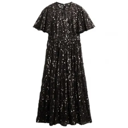 슈퍼드라이 Volume Tiered Mesh 반팔 미디 원피스 141398573