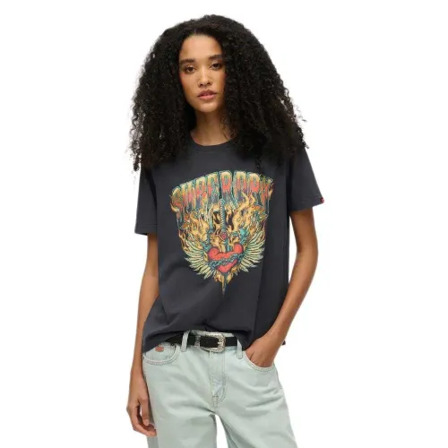 슈퍼드라이 Biker Rock 그래픽 Relaxed 반팔 티셔츠 141662973