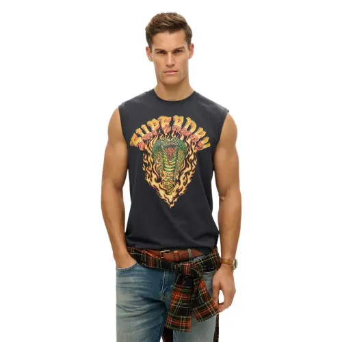 슈퍼드라이 Biker Rock Relaxed 나시 티셔츠 141662975