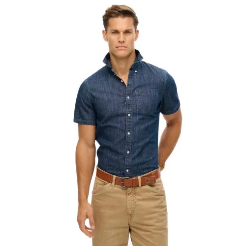 슈퍼드라이 에센셜 데님 반팔 셔츠 141663169