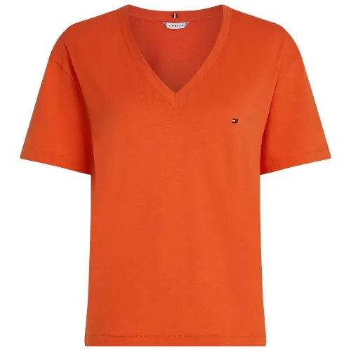 타미힐피거 Slub Cropped 반팔 V넥 티셔츠 141786959