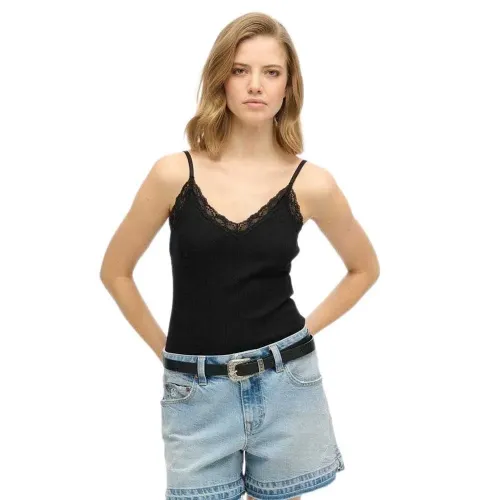 슈퍼드라이 에센셜 Lace Trim 나시 티셔츠 141962226