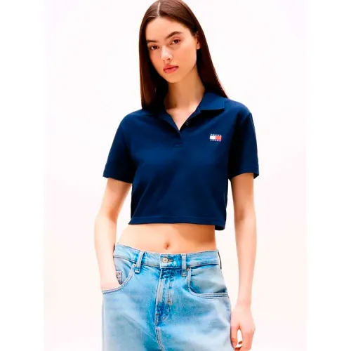 타미힐피거 DW0DW21363 Crop 반팔 폴로 셔츠 142129173
