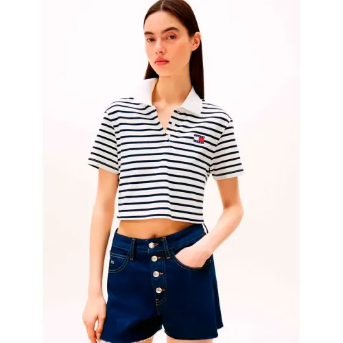 타미힐피거 DW0DW21363 Crop 반팔 폴로 셔츠 142129175