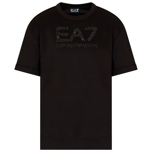 엠프리오 아르마니 Train Logo Series Crystal 반팔 티셔츠 142173992