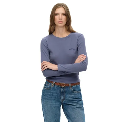 슈퍼드라이 에센셜 Logo Gd Rib 긴팔 티셔츠 142369420