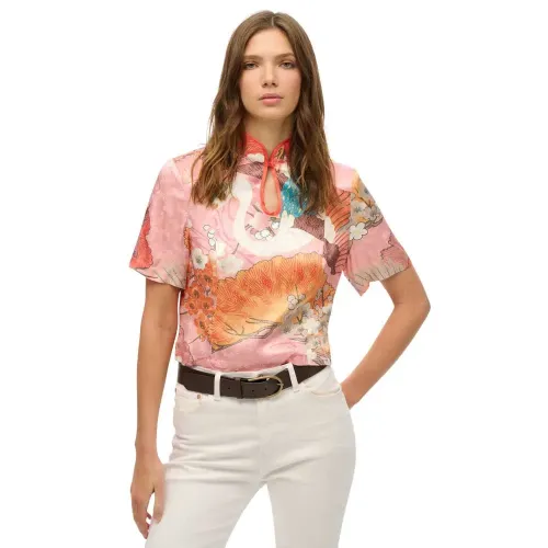 슈퍼드라이 Mandarin Jacquard 반팔 티셔츠 142380890