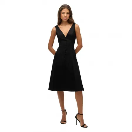 슈퍼드라이 LBD Satin V Neck 나시 미디 원피스 142576323