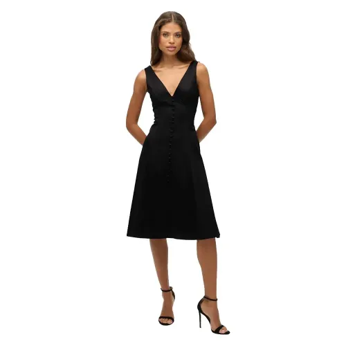 슈퍼드라이 LBD Satin V Neck 나시 미디 원피스 142576323