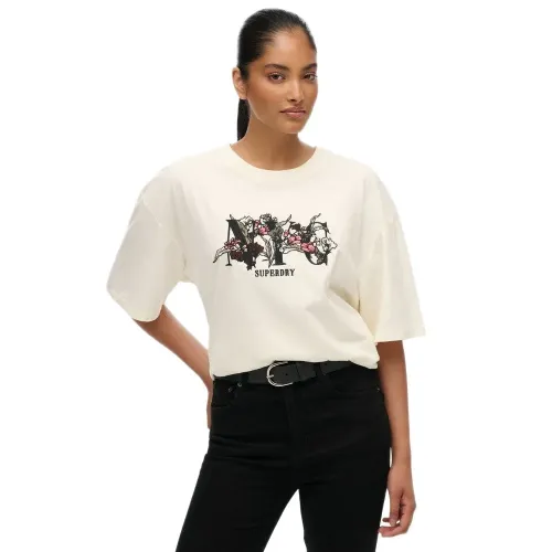 슈퍼드라이 Night Garden 오버핏 반팔 티셔츠 142686890