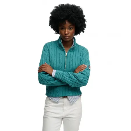 슈퍼드라이 Slouchy Cable 하프 지퍼 스웨터 142686947