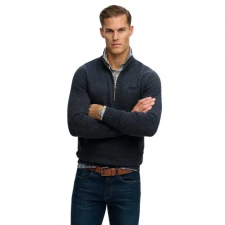 슈퍼드라이 빈티지 Logo 엠브로이더드 Henley 하프 지퍼 스웨터 142687021