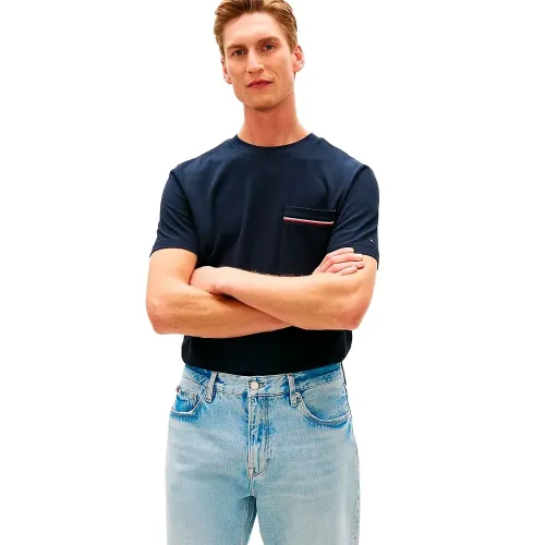 타미힐피거 Global Stripe Pique Pocket 반팔 티셔츠 142758195