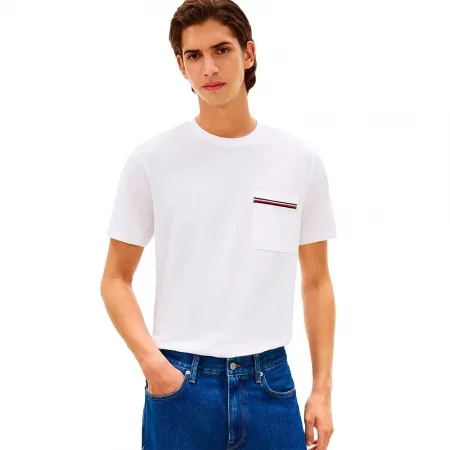 타미힐피거 Global Stripe Pique 포켓 반팔 티셔츠 142758196