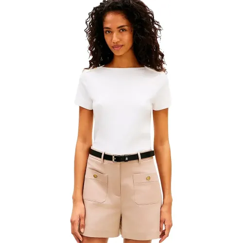 타미힐피거 Gold Button Slim Fit 반팔 티셔츠 142758202