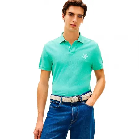 타미힐피거 TH Script 레큘러 fit 반팔 폴로 셔츠 142758267