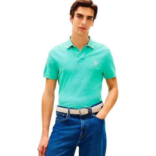 타미힐피거 TH Script 레큘러 fit 반팔 폴로 셔츠 142758267