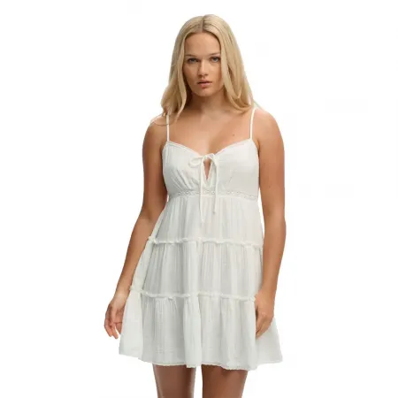 슈퍼드라이 Cheesecloth Tiered Mini 나시 짧은 원피스 142784619