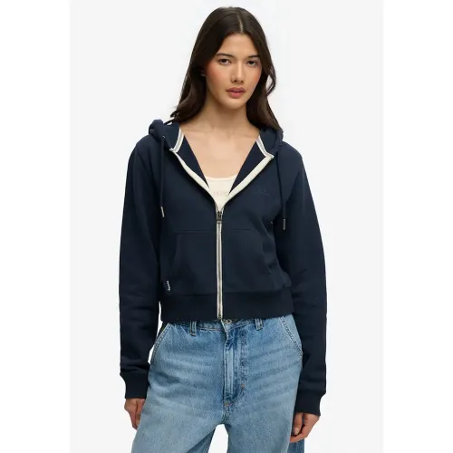 슈퍼드라이 에센셜 Logo Cropped 풀지퍼 스웨터 142784769